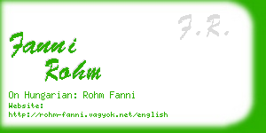 fanni rohm business card